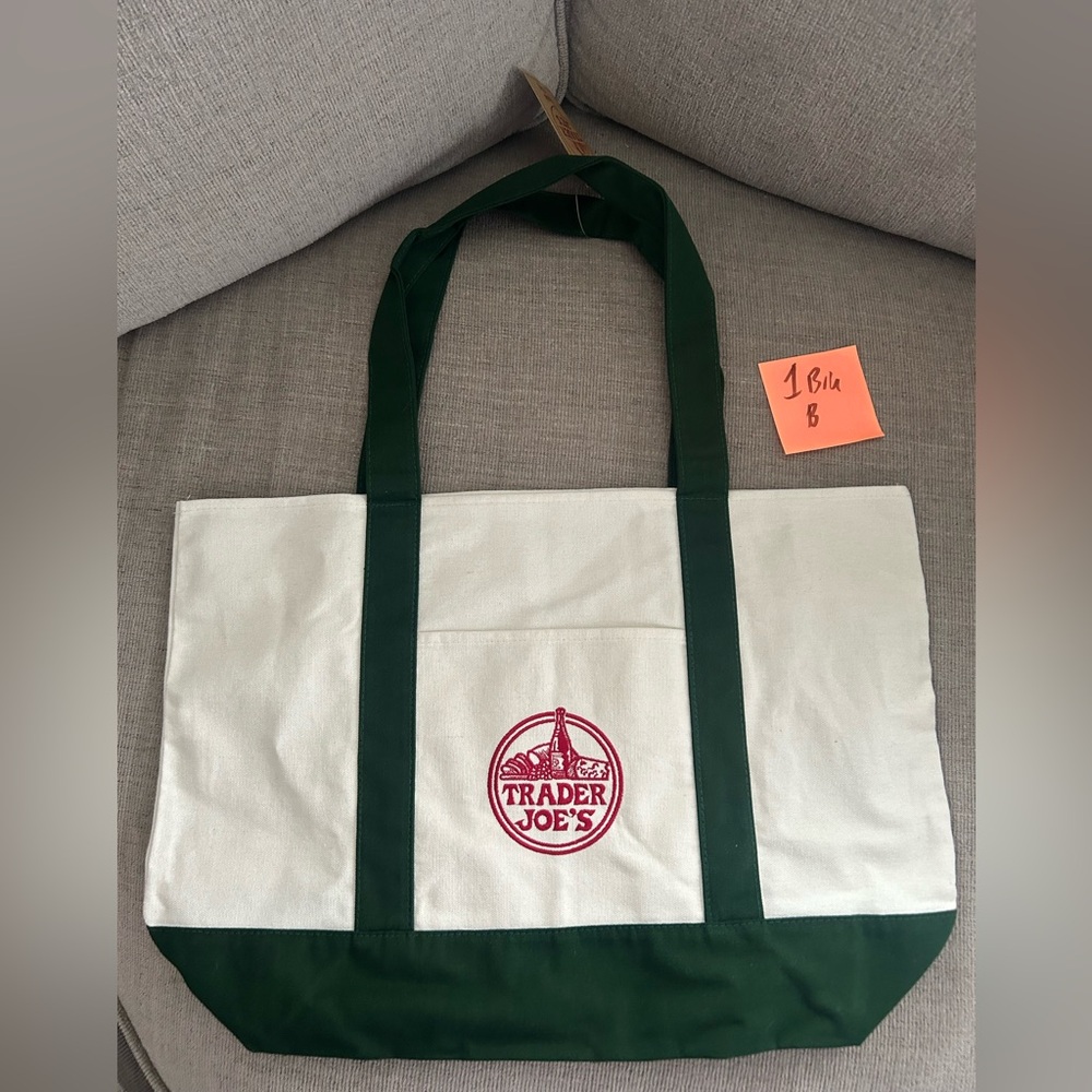 Green and White Large Tote Bag from Trader Joe’s